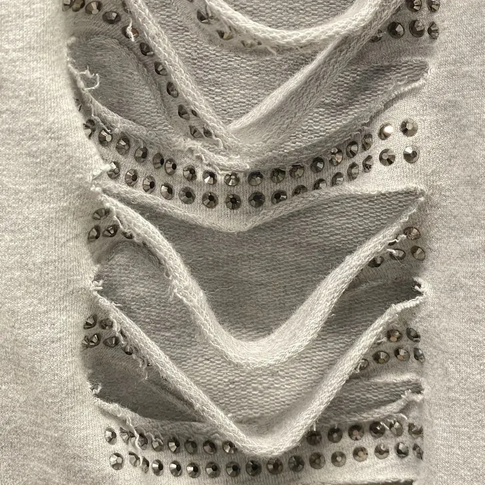 Vocal Distressed Joggers Grey Sweatpants Silver Studs S - Picture 3 of 5